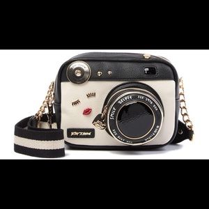 Betsey Johnson Black Camera Crossbody Purse NWT